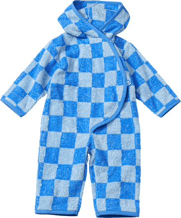Badeoverall mit Karo-Muster, blau + weiß, Gr. 98/104, 1 St