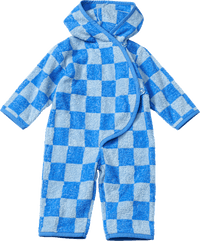 Badeoverall mit Karo-Muster, blau + weiß, Gr. 98/104, 1 St