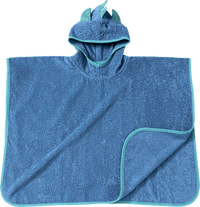Badponcho met 3D-dinosaurusapplicatie, blauw, maat 0, ca. 1-4 jaar, 1 stuk
