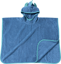 Badeponcho mit 3D-Dino-Applikation, blau, Gr. 0, ca. 1 - 4 Jahre, 1 St