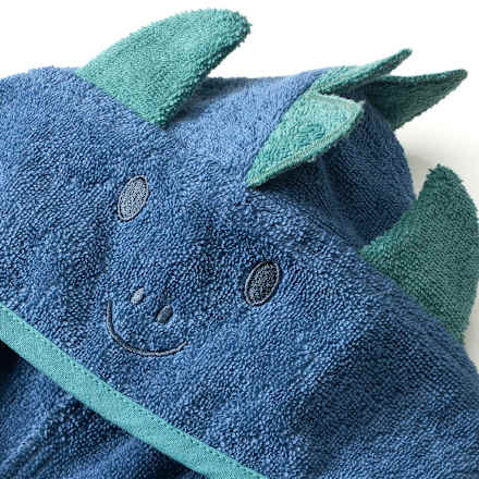 Badeponcho mit 3D-Dino-Applikation, blau, Gr. 0, ca. 1 - 4 Jahre, 1 St