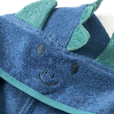 Badeponcho mit 3D-Dino-Applikation & Ärmel, blau, Gr. 1, ca. 5 - 7 Jahre, 1 St