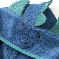 Badeponcho mit 3D-Dino-Applikation & Ärmel, blau, Gr. 1, ca. 5 - 7 Jahre, 1 St
