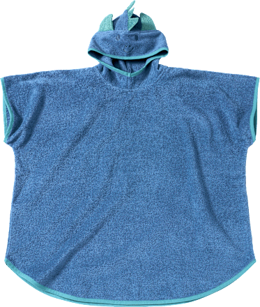 Badeponcho mit 3D-Dino-Applikation & Ärmel, blau, Gr. 1, ca. 5 - 7 Jahre, 1 St
