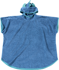 Badeponcho mit 3D-Dino-Applikation & Ärmel, blau, Gr. 1, ca. 5 - 7 Jahre, 1 St