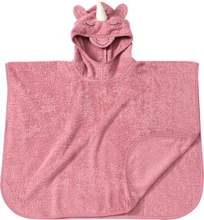 Badeponcho mit 3D-Einhorn-Applikation & Ärmel, rosa, Gr. 0, ca. 1 - 4 Jahre, 1 St