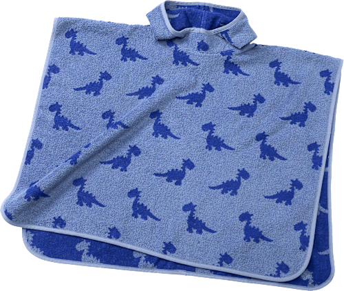 Badponcho met dinosaurussenpatroon, blauw, maat 0, ca. 1-4 jaar, 1 stuk