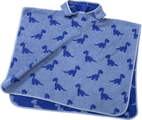 Badponcho met dinosaurussenpatroon, blauw, maat 0, ca. 1-4 jaar, 1 stuk
