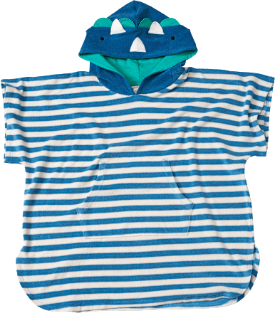 Badeponcho mit Dinosaurier-Applikation, blau & grün, Gr. 0, ca. 1 - 4 Jahre, 1 St