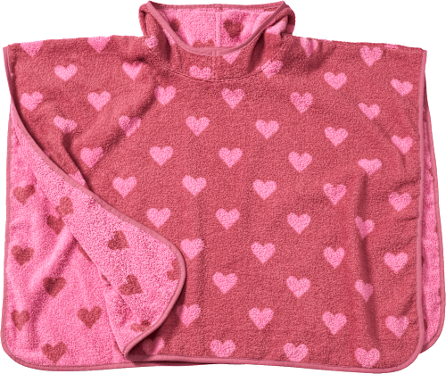 Badeponcho mit Herz-Muster, rosa, Gr. 0, 1 St