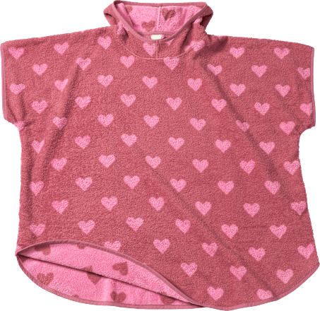 Badeponcho mit Herz-Muster, rosa, Gr. 1, 1 St