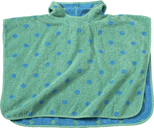 Badponcho met stippen, groen, maat 0, ca. 1-4 jaar, 1 stuk