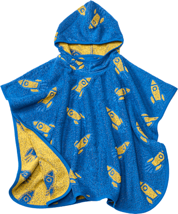 Badeponcho mit Raketen-Muster, blau, Gr. 0, 1 St