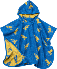 Badeponcho mit Raketen-Muster, blau, Gr. 0, 1 St