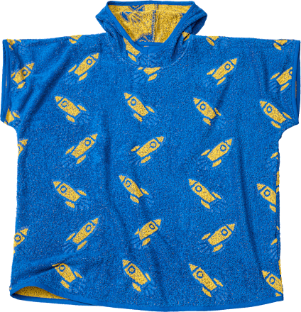 Badeponcho mit Raketen-Muster, blau, Gr. 1, 1 St