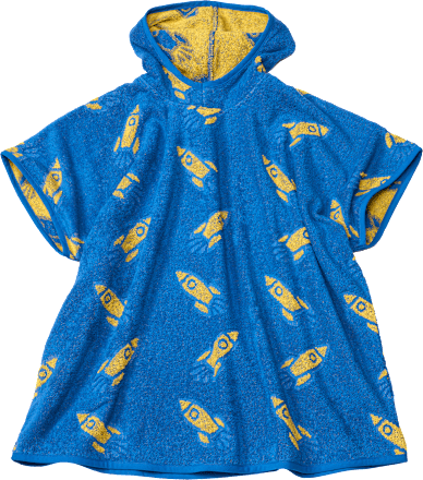 Badeponcho mit Raketen-Muster, blau, Gr. 1, 1 St