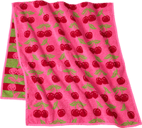 Badetuch mit Kirsch-Muster, pink, 70x140 cm, 1 St