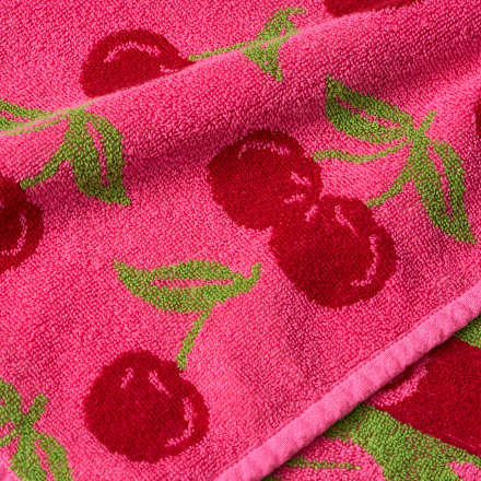 Badetuch mit Kirsch-Muster, pink, 70x140 cm, 1 St