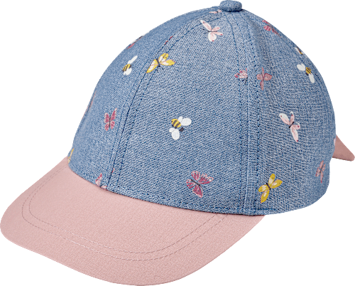 Basecap mit Jeans-Optik & Schmetterlings-Muster, blau & rosa, Gr. 54/55, 1 St ALANA