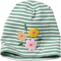 Beanie mit Blumen-Applikation, grün, Gr. 52/53, 1 St