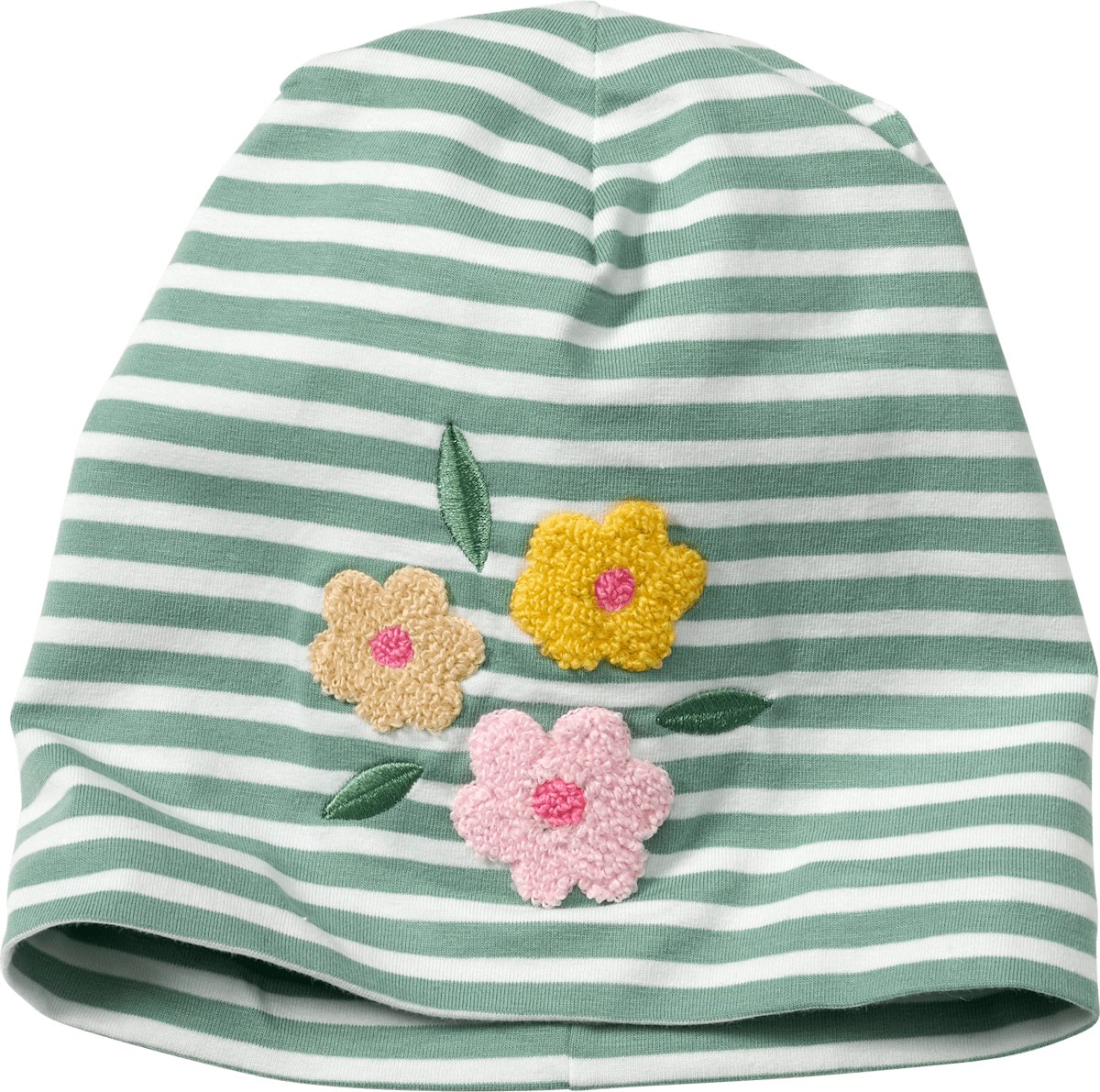 ALANA Beanie mit Blumen-Applikation, grün, Gr. 54/55, 1 St