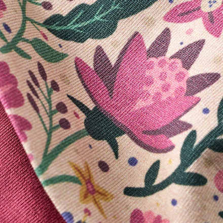 Beanie mit Blumen-Muster, bunt, Gr. 46/47, 1 St