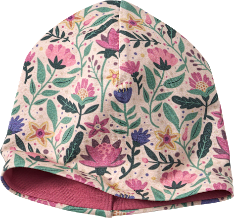 Beanie mit Blumen-Muster, bunt, Gr. 46/47, 1 St