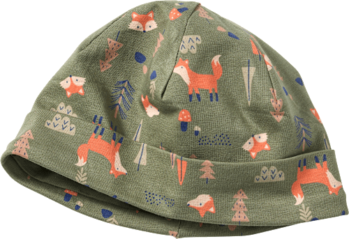 Beanie mit Fuchs-Muster, grün, Gr. 46/47, 1 St
