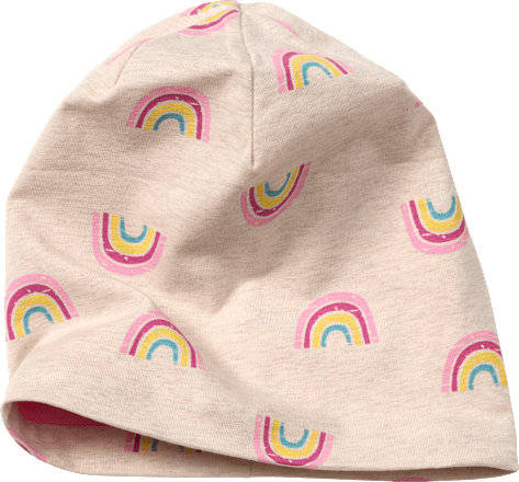 Beanie mit Regenbogen-Muster, beige, Gr. 50/51, 1 St