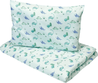 Beddengoed met dinosaurussenpatroon, lichtblauw, 135 x 200 + 80 x 80 cm, 1 stuk