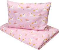 Beddengoed met eenhoornmotief, roze, 135 x 200 + 80 x 80 cm, 1 stuk