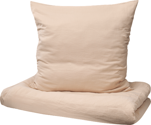 Mousseline beddengoedset, beige, 135 x 200 + 80 x 80 cm, 1 stuk