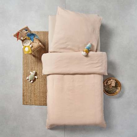 Mousseline beddengoedset, beige, 135 x 200 + 80 x 80 cm, 1 stuk