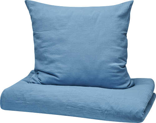 Mousseline beddengoedset, blauw, 100 x 135 + 80 x 80 cm, 1 stuk