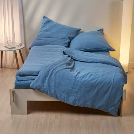 Bettwäsche-Set aus Musselin, blau, 135 x 200 + 80 x 80 cm, 1 St ALANA