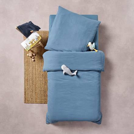 Bettwäsche-Set aus Musselin, blau, 135 x 200 + 80 x 80 cm, 1 St ALANA