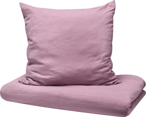 Bettwäsche-Set aus Musselin, mauve, 100 x 135 + 80 x 80 cm, 1 St