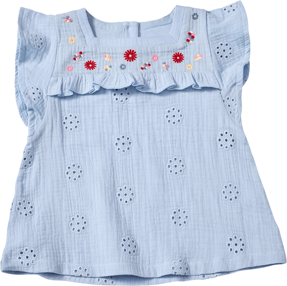 ALANA Bluse aus Musselin mit Blumen-Stickerei, blau, Gr. 116, 1 St