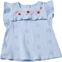ALANA Bluse aus Musselin mit Blumen-Stickerei, blau, Gr. 116, 1 St