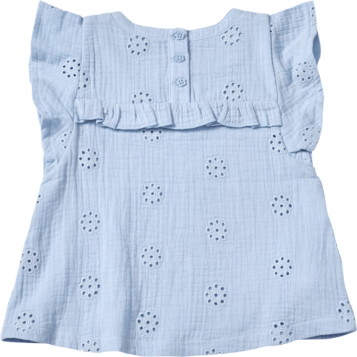 ALANA Bluse aus Musselin mit Blumen-Stickerei, blau, Gr. 116, 1 St