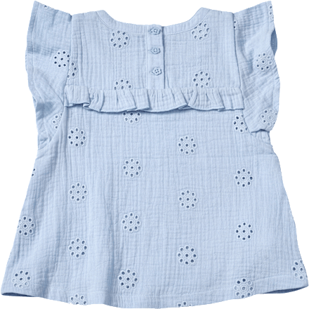 Bluse aus Musselin mit Blumen-Stickerei, blau, Gr. 122, 1 St