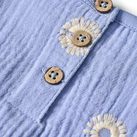 Bluse aus Musselin & mit Blumen-Stickerei, lila, Gr. 110, 1 St