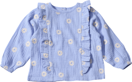 Bluse aus Musselin & mit Blumen-Stickerei, lila, Gr. 110, 1 St