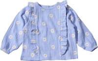 Bluse aus Musselin & mit Blumen-Stickerei, lila, Gr. 110, 1 St