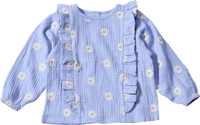 Bluse aus Musselin & mit Blumen-Stickerei, lila, Gr. 128, 1 St