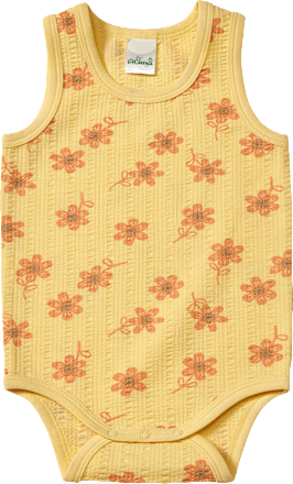 Body Ärmellos mit Blumen-Muster, gelb, Gr. 98/104, 1 St