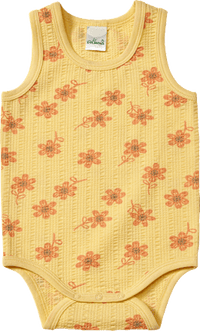 Body Ärmellos mit Blumen-Muster, gelb, Gr. 98/104, 1 St