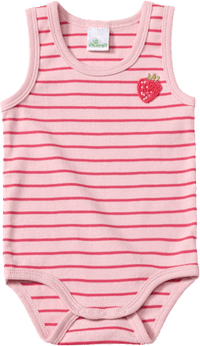 Body Ärmellos mit Erdbeer-Applikation, rosa, Gr. 98/104, 1 St