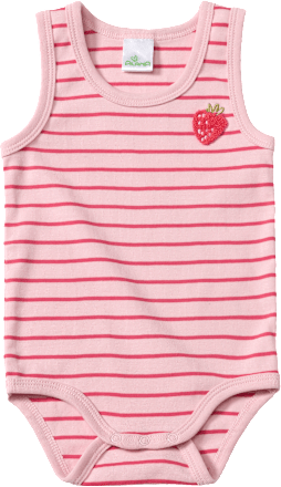 Body Ärmellos mit Erdbeer-Applikation, rosa, Gr. 98/104, 1 St