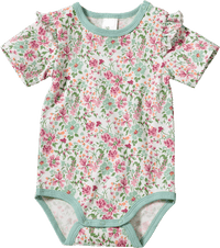 Body Kurzarm Pro Climate mit Blumen-Muster, grün & rosa, Gr. 98/104, 1 St ALANA